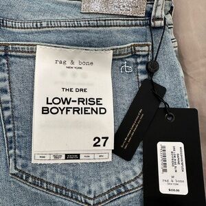 Rag & Bone DRE Low-Rise Slim Boyfriend Jeans - Light Blue